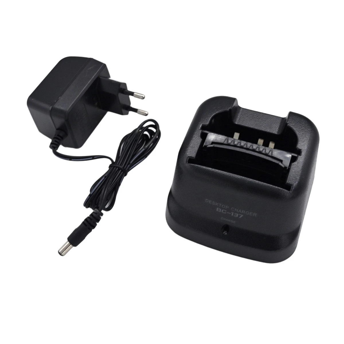 BC-137 Desktop Charger & AC Plug Adapter for Icom BP209 BP210 BP211 IC-T3H IC-35FI IC-A6E IC-A24 IC-V8 V82 F21 40GT IC-U82 Tray
