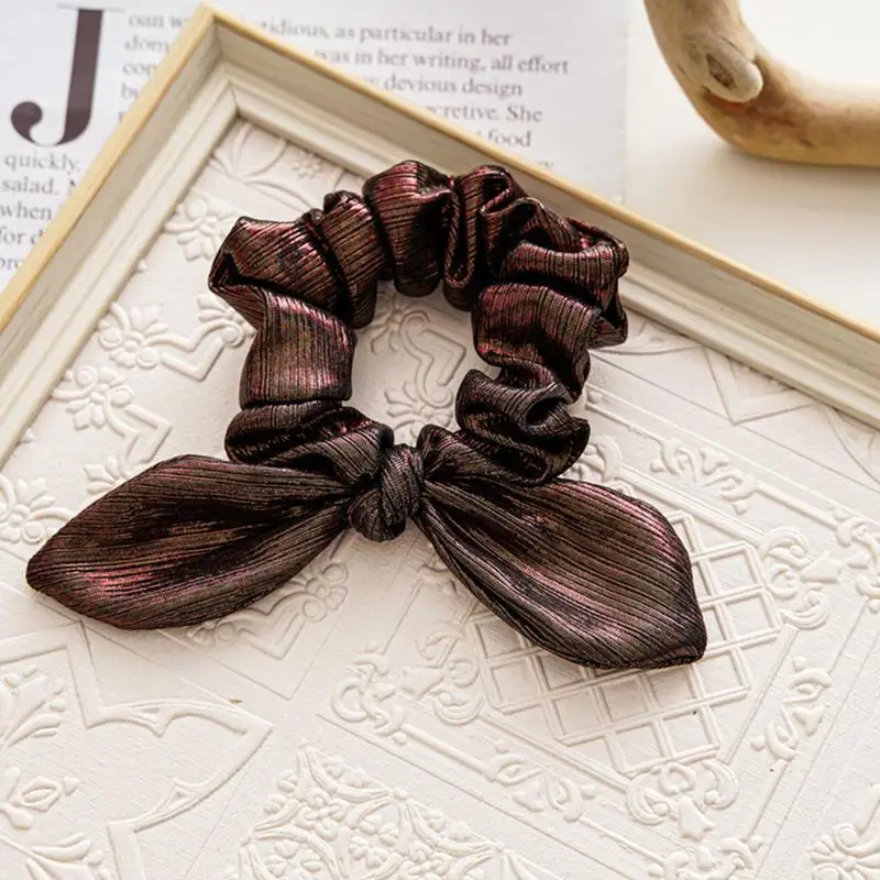 Christmas Scrunchies 5pcs Solid Color Hair Accessories Headband Set Christmas Ponytail Holders With Bow Tie For Women Girls image 5