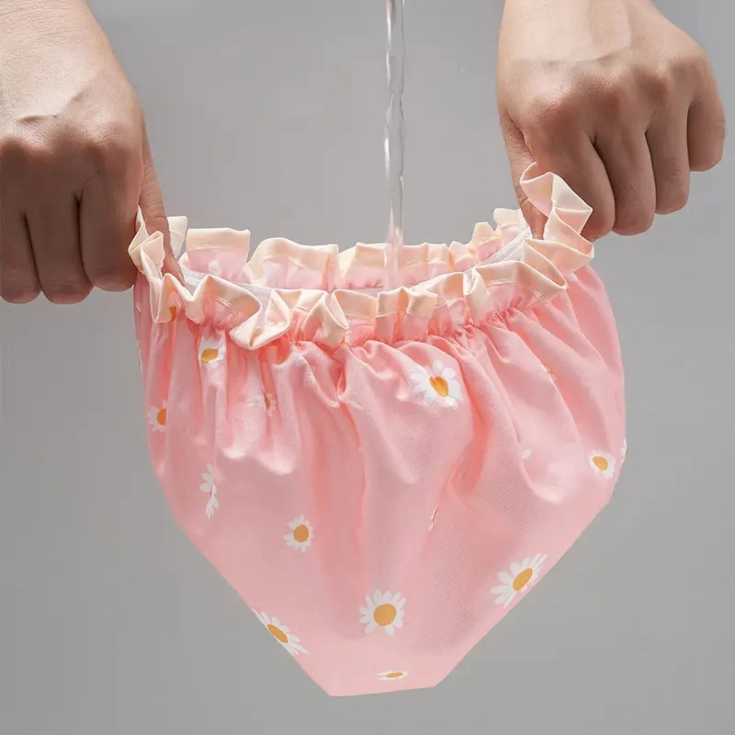 여성용 방수 및 내구성 이중 레이어 안감 조절 가능 샤워캡 (목욕캡 포함)