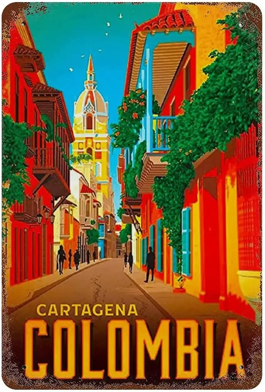 

Larkverk Cartagena Colombia Tour Poster Retro Tin Sign Funny Metal Sign Wall Decor Home Plaque Bar Cafe Decor posters