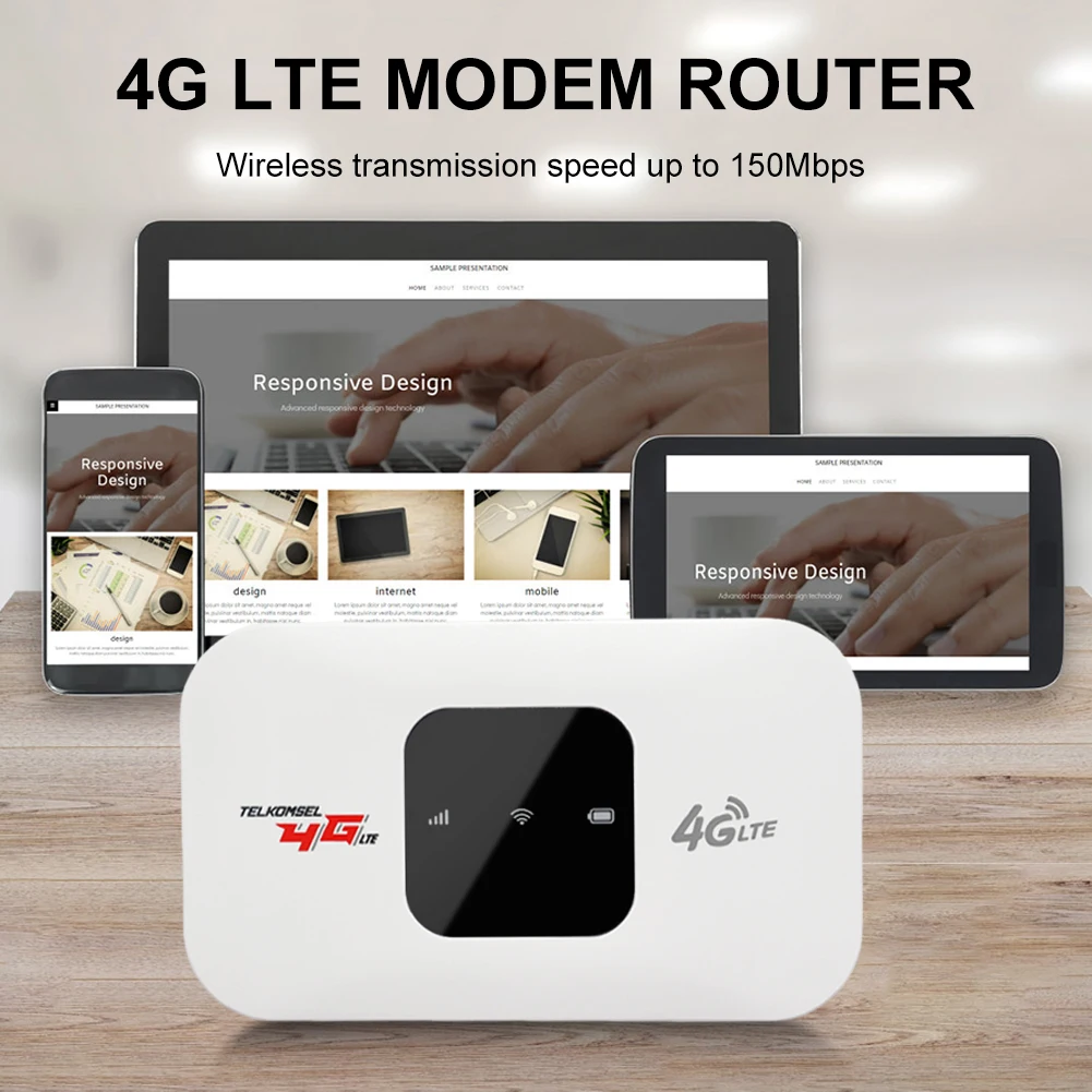 4G LTE Mini Mobile WiFi Router 2100mAh 150Mbps Modem Router Support 8 To 10 Users with SIM Card Slot for Home Office Car Travel