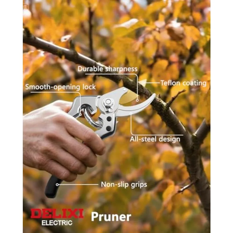 9.25 Tesouras de poda resistentes para jardineiros profissionais: design de desvio com lâmina revestida de teflon de aço SK5 para cortes suaves 1 C