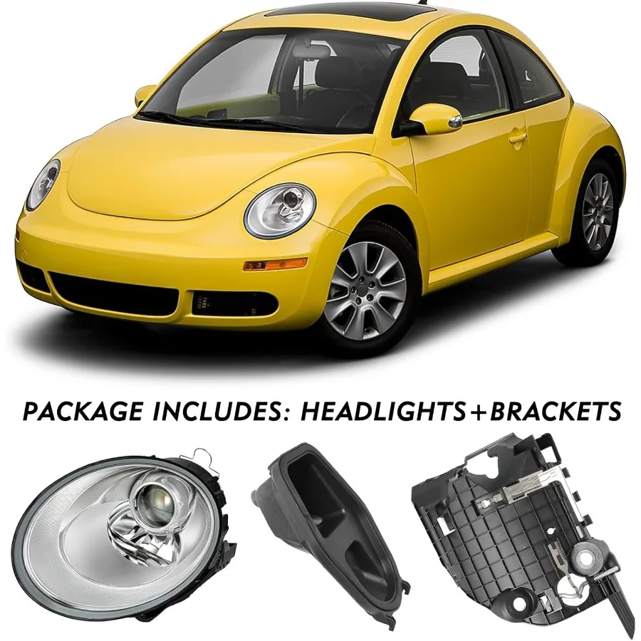 Хромированные фары в сборе для VW Volkswagen 20062010 Beetle, 2-дверный трансформируемый хэтчбек, галогенный проектор для водителя и пассажира