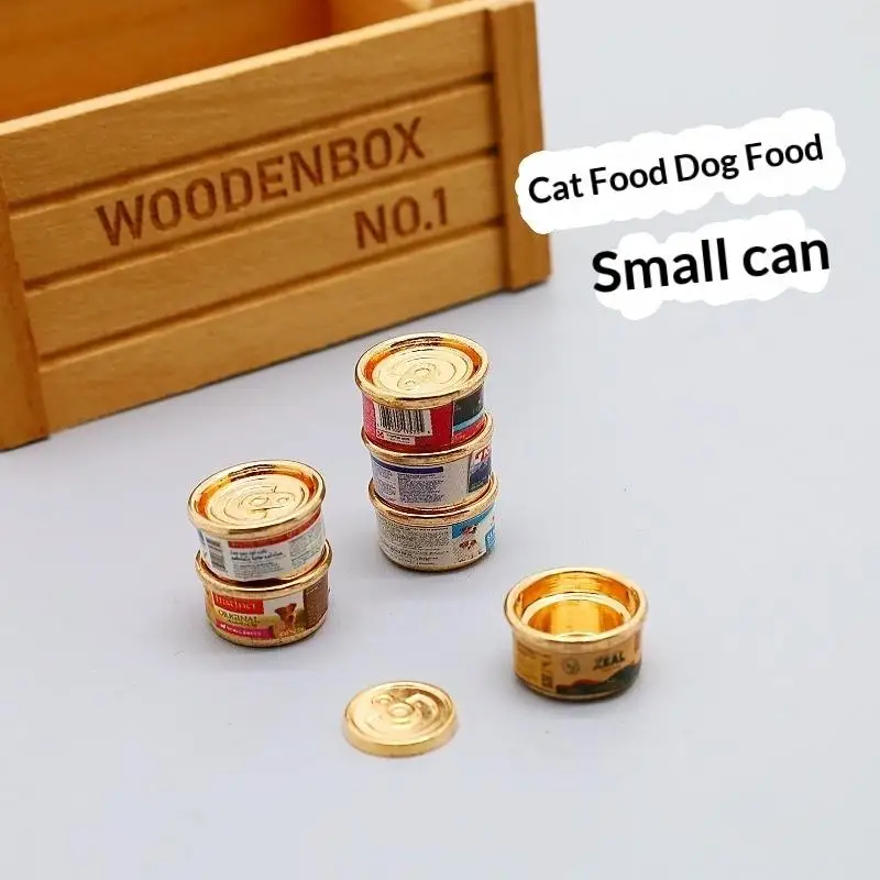 

1/5Pcs Pretend Play Toys 1/12 Dollhouse Simulation Cat/Dog Can Mini Pet Food Toy Dolls House Home Decorations