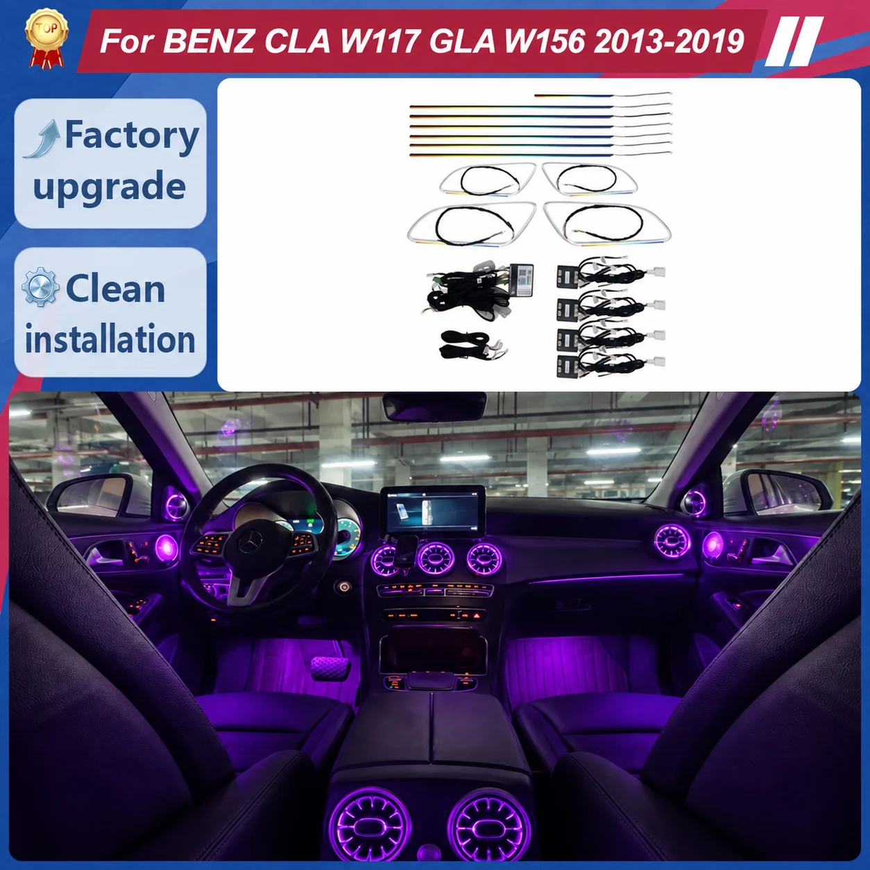 Active LED Ambient Lighting Kit for Mercedes-Benz CLA W117 GLA W156 2013-2019 Interior Trim Lights Cabin Decorative Illumination