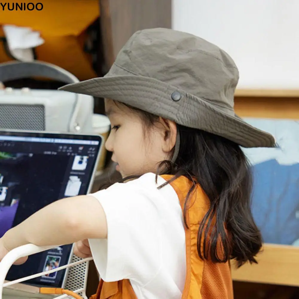 

Quick-drying Kids Camping Hat Windproof Adjustable Rope Baby Sun Hat Breathable Skin-Friendly Children Bucket Hat Beach