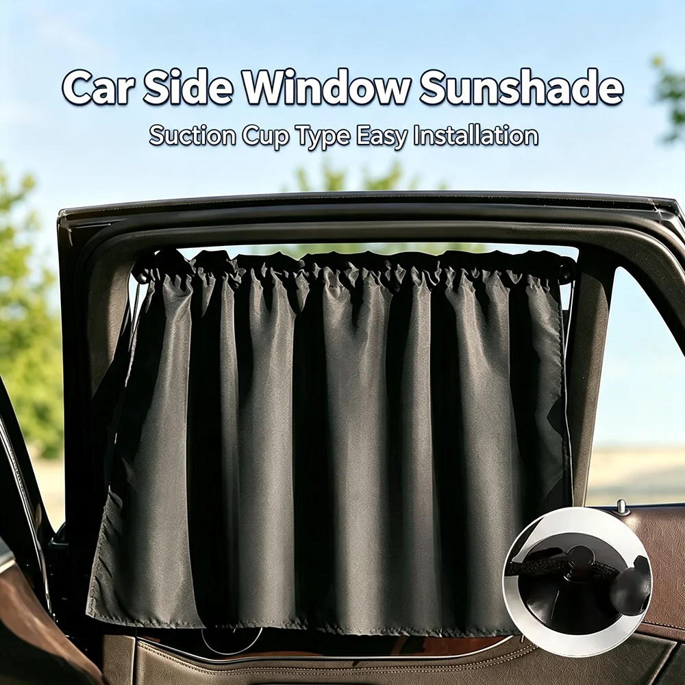 1pair Universal Car Side Window Sunshade Sun Protection Thermal Insulation Suction Cup Curtain Easy Installation For Summer