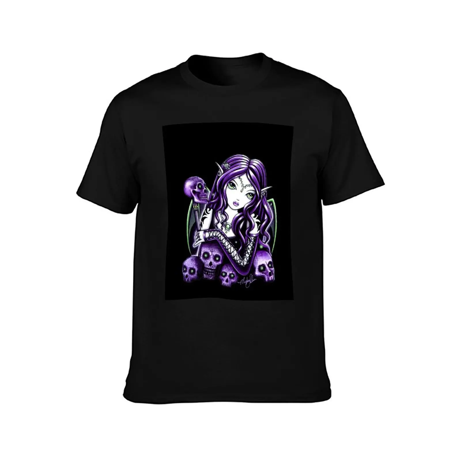 Belladonna Gothic Purple Skull Fairy T-Shirt plain anime mens t shirts top quality