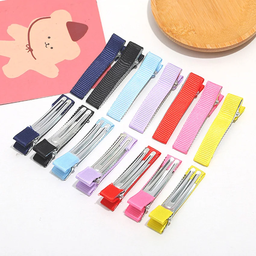 100 Stück Ripsband bedeckt Metall Alligator Haarspangen Mädchen Entenschnabel Haarnadeln Boutique Barrettes für DIY Haarschmuck – Detail 2