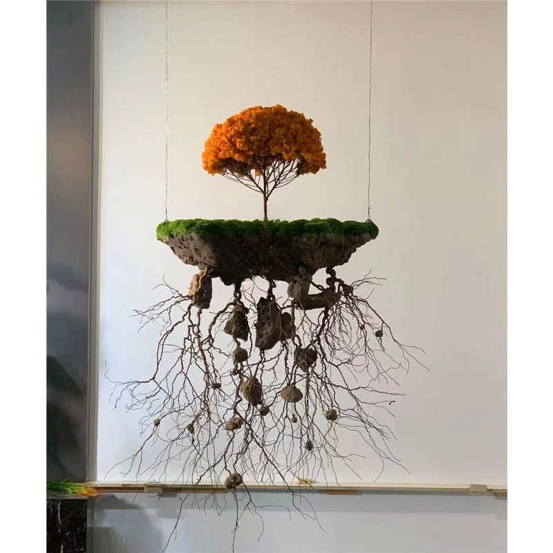 Simulation suspended tree ceiling tree window staircase restaurant landscaping decoration