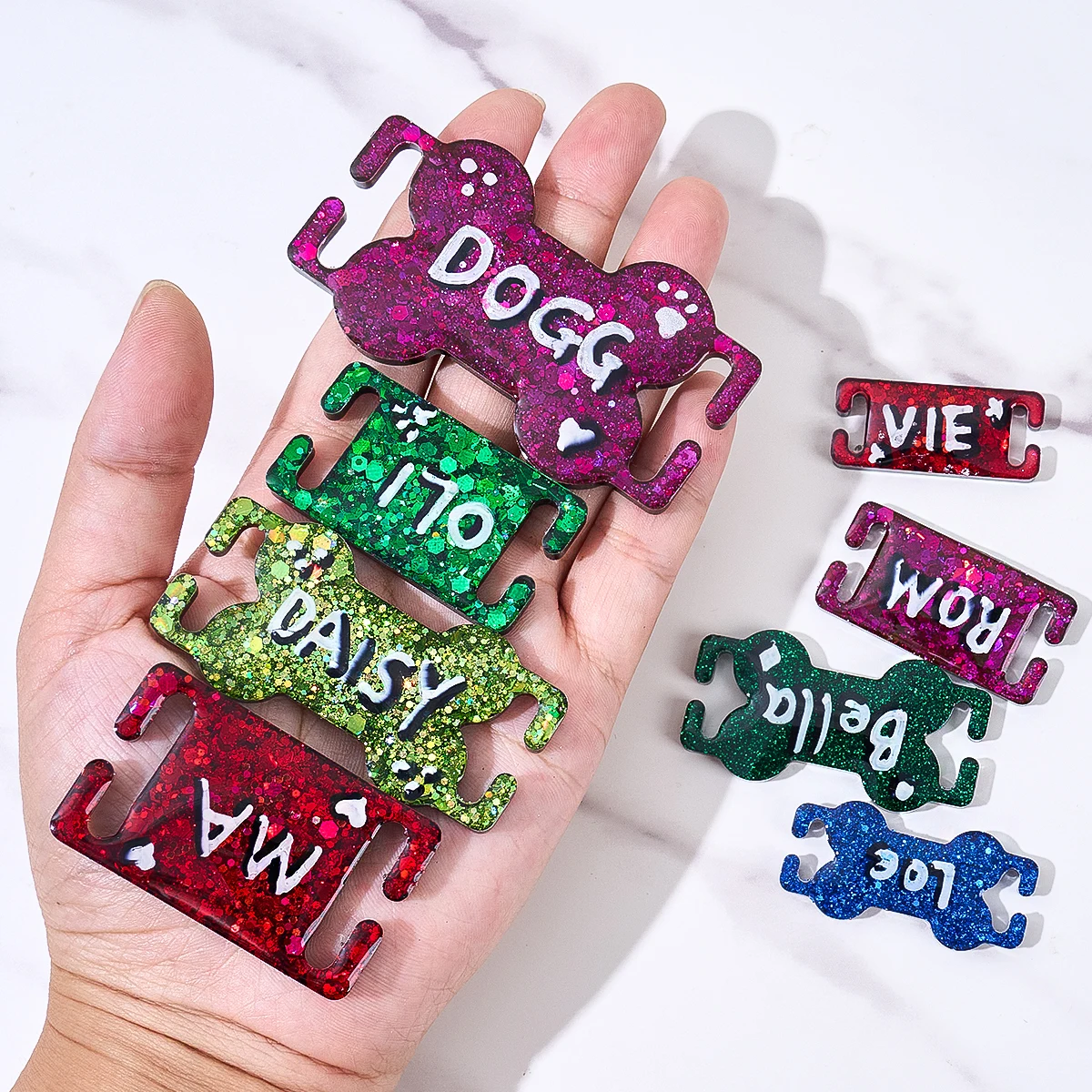 DIY Cat Dog ID Tag Silicone Mold Handmade Pet Necklace Epoxy Resin Mold Engraving Name Tag Customized Dog Tag Personalized Craft view 5