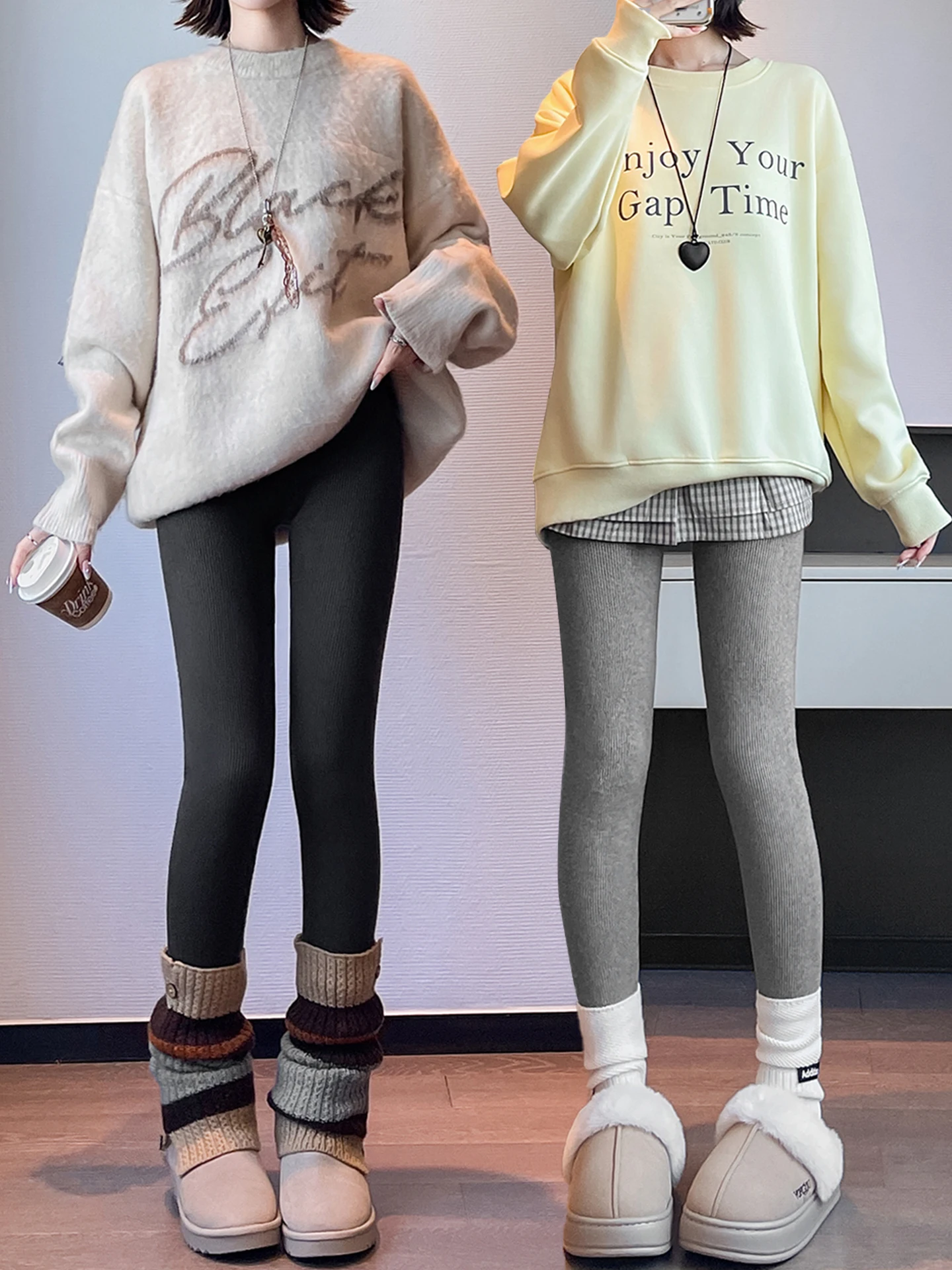 ey arkskin 요가 바지 여성용 Thiened Fce 하이 웨이스트 롱 바지 가을 겨울 따뜻한 타이트 레깅스 캐주얼웨어