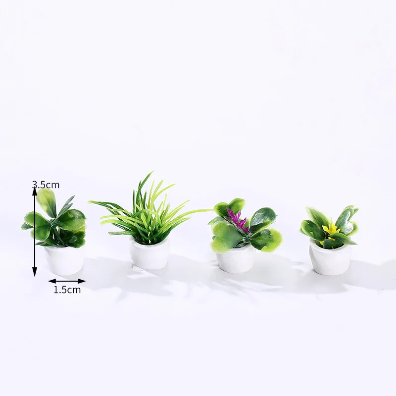 1 PCS  1: 12 Doll House Mini Green Plant Flora Simulation Flower Potted Flower Basket Doll House Micro Landscape Decoration - Image 4