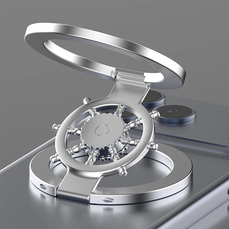 Dual-Sided Magnetic Fidget Spinner Phone Ring Stand Compatible with MagSafe, Double-Axis Triple Foldable Adjustable Angle & Hei