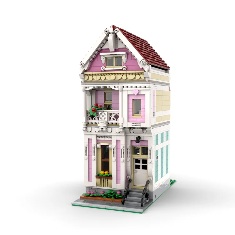 Klocki konstrukcyjne Moc - Modułowy domek "Painted Lady" ​ ​ ​ ​ ​ ​ ​ Klocki Techniczne DIY Zestawy do Składania Zabawki Konstrukcyjne Prezenty Świąteczne