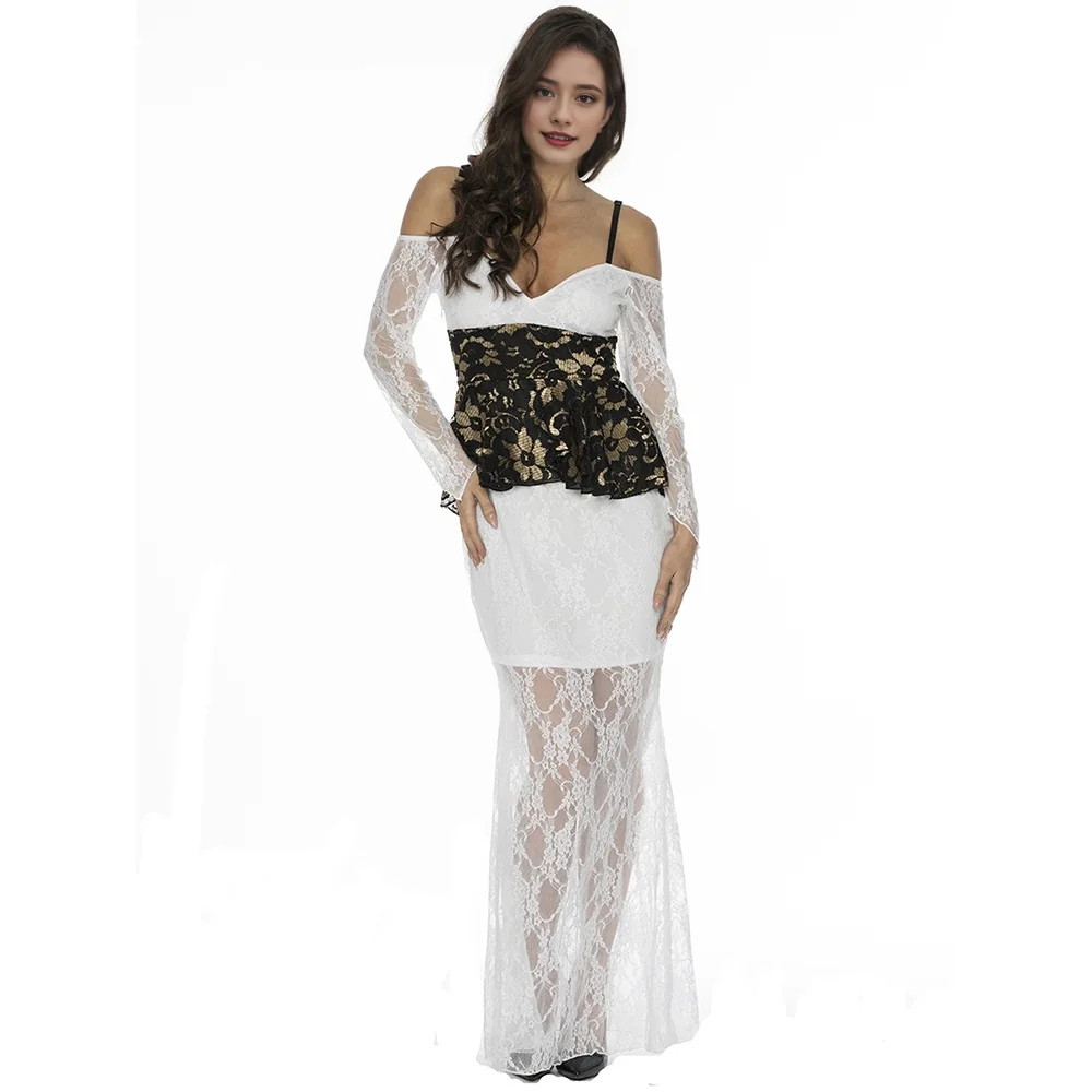 여성 가을 퍼프 소매 플로럴 프린트 드레스 우아한 긴 소매 미디 드레스 여성 시스루 메쉬 파티 드레스