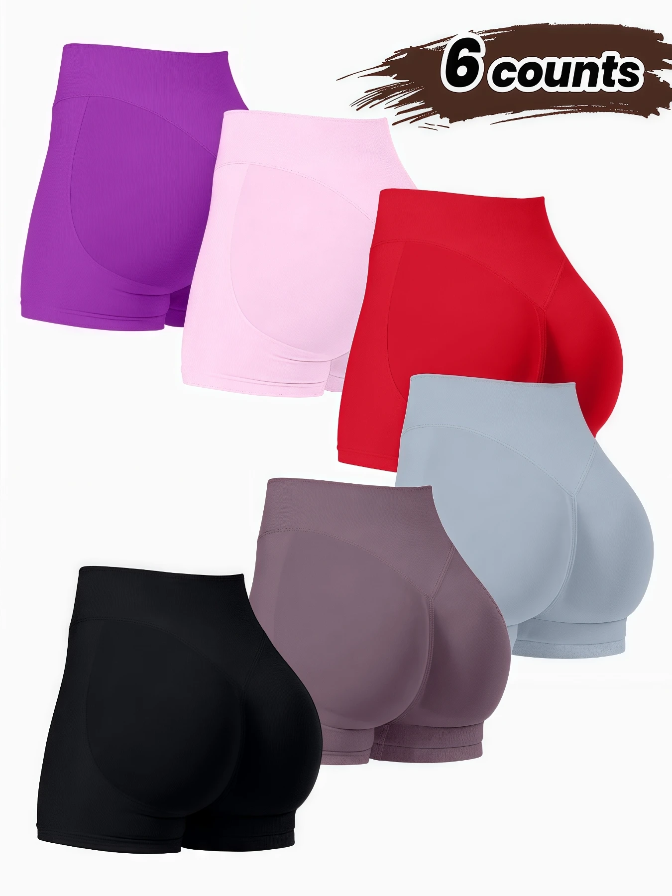 

Solid color soft women's fitness shorts leggings cycling comprehensive training jogging high waist yoga shorts