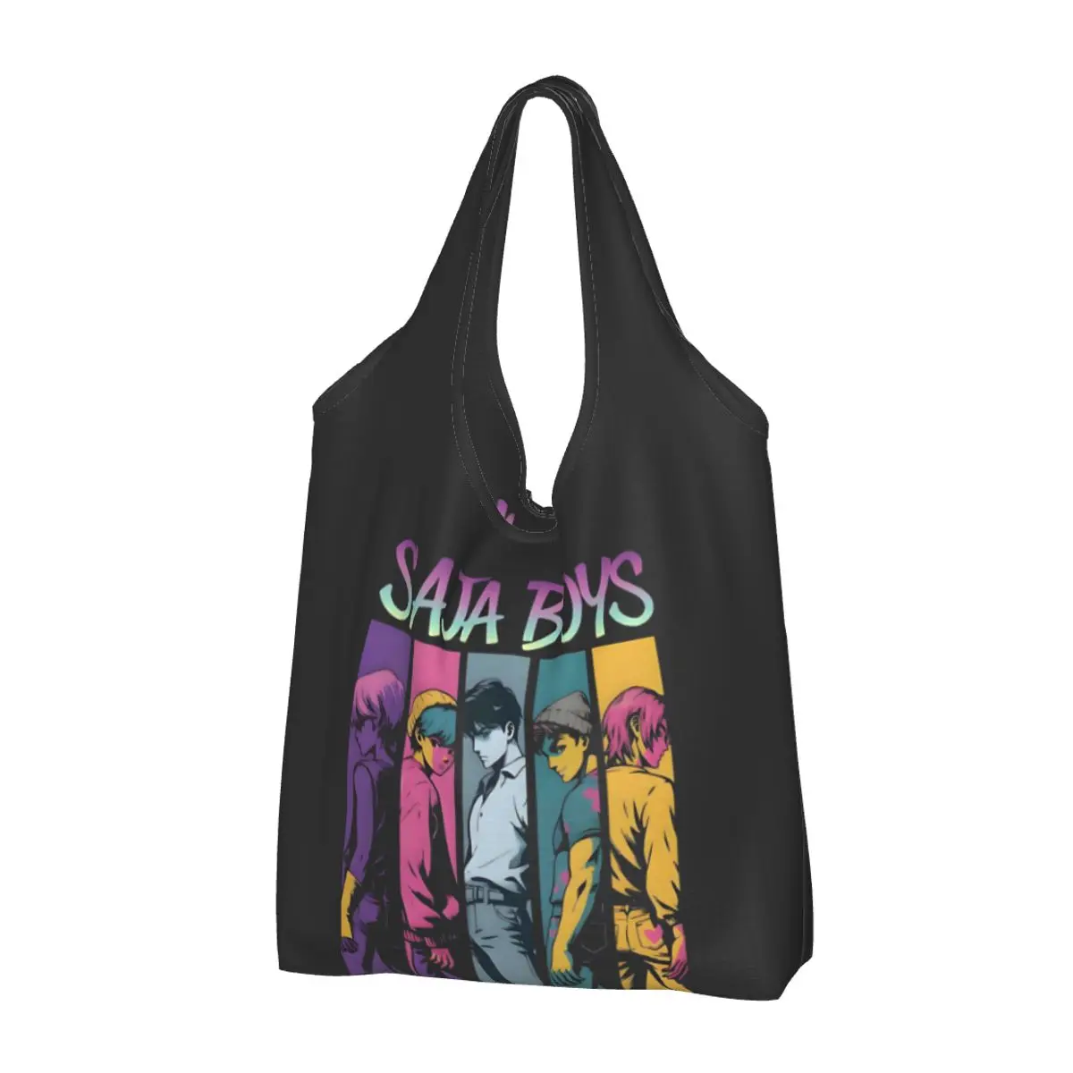 personalizado-kawaii-impressao-kpop-cacador-demonios-tote-sacola-de-compras-portatil-ombro-shopper-saja-meninos-bolsa