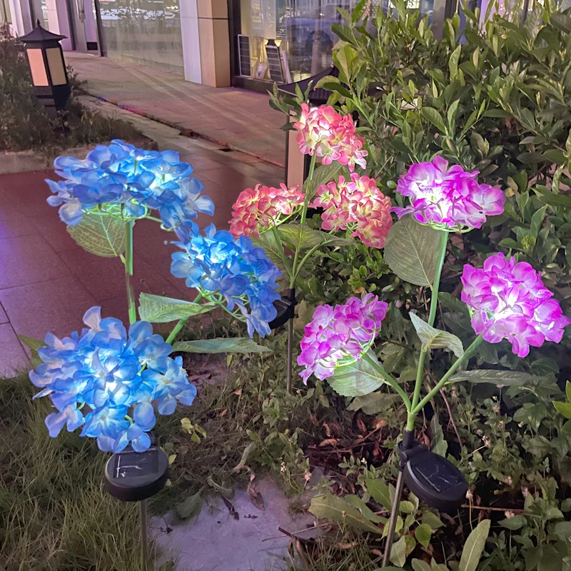 

Solar LED Light 3 Head Hydrangea Rose Flower Outdoor Garden Lawn Lamps for Mother's Day Graduation Wedding Garden Decoration