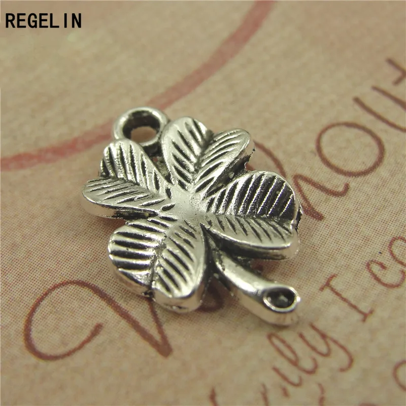 REGELIN 50pcs/lot LUCKY Four Leaf Clover jewelry Retro clover jewelry accessories wholesale 17x11mm jewelry findings