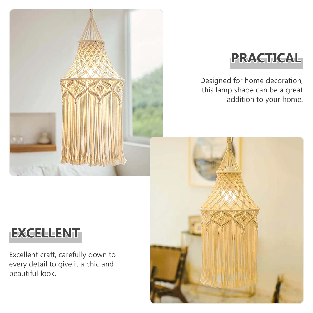 

Абажур в стиле бохо с кисточкой, тканая подвесная люстра, замена потолка, домашний декор, фермерский дом, макраме, хлопковая веревка, большая