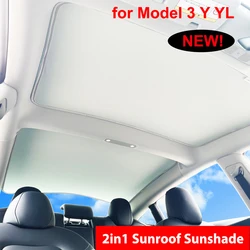 Parasoles para Tesla Model Y Juniper 2025, lanzamiento modelo 3 + Highland 2024, hebilla de tela de hielo, cristal solar, tragaluz para techo solar delantero y trasero