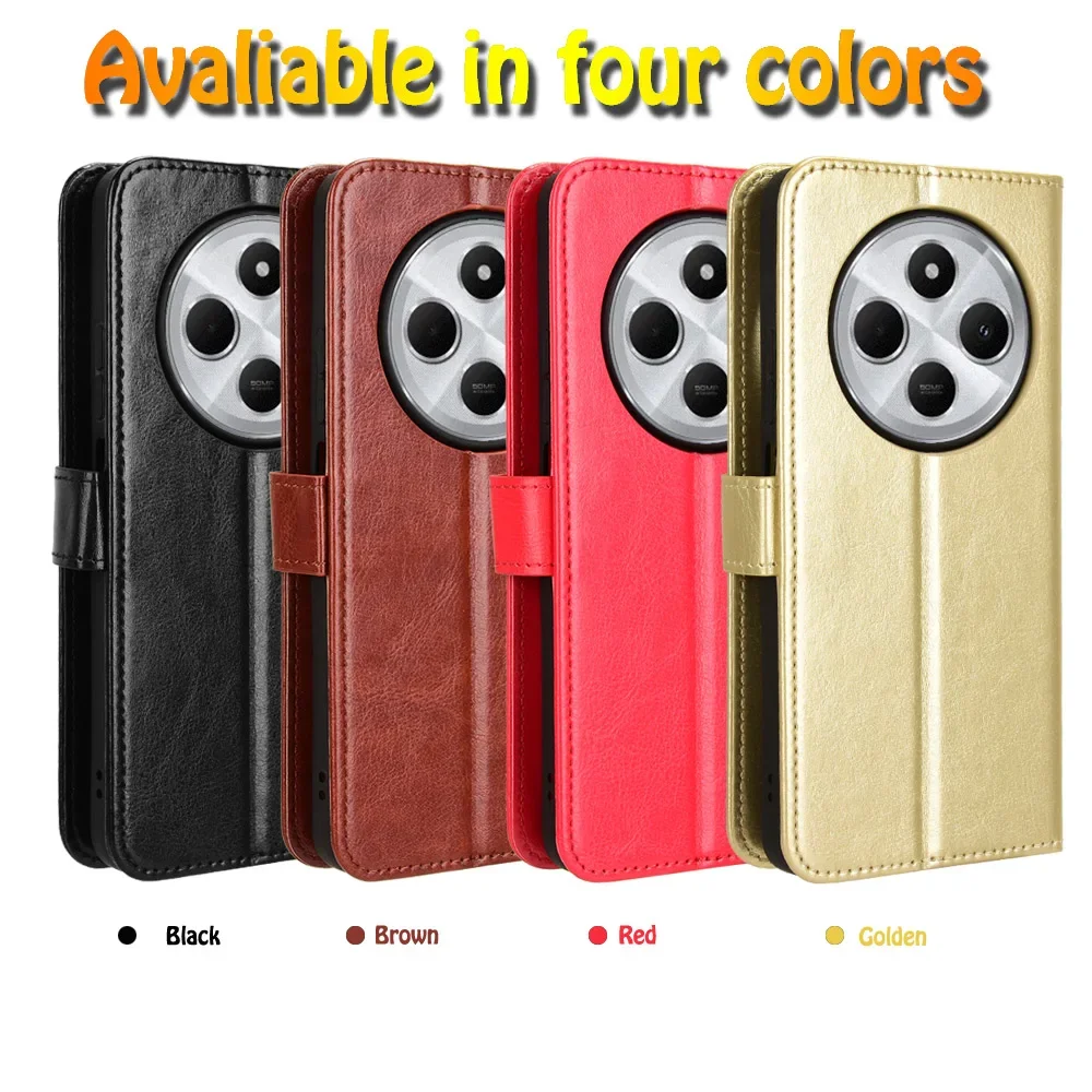 Leather Flip Case For Xiaomi Poco C75 Redmi 14C 4G Protective Cover Wallet Card Slot Kickstand Coque Fundas