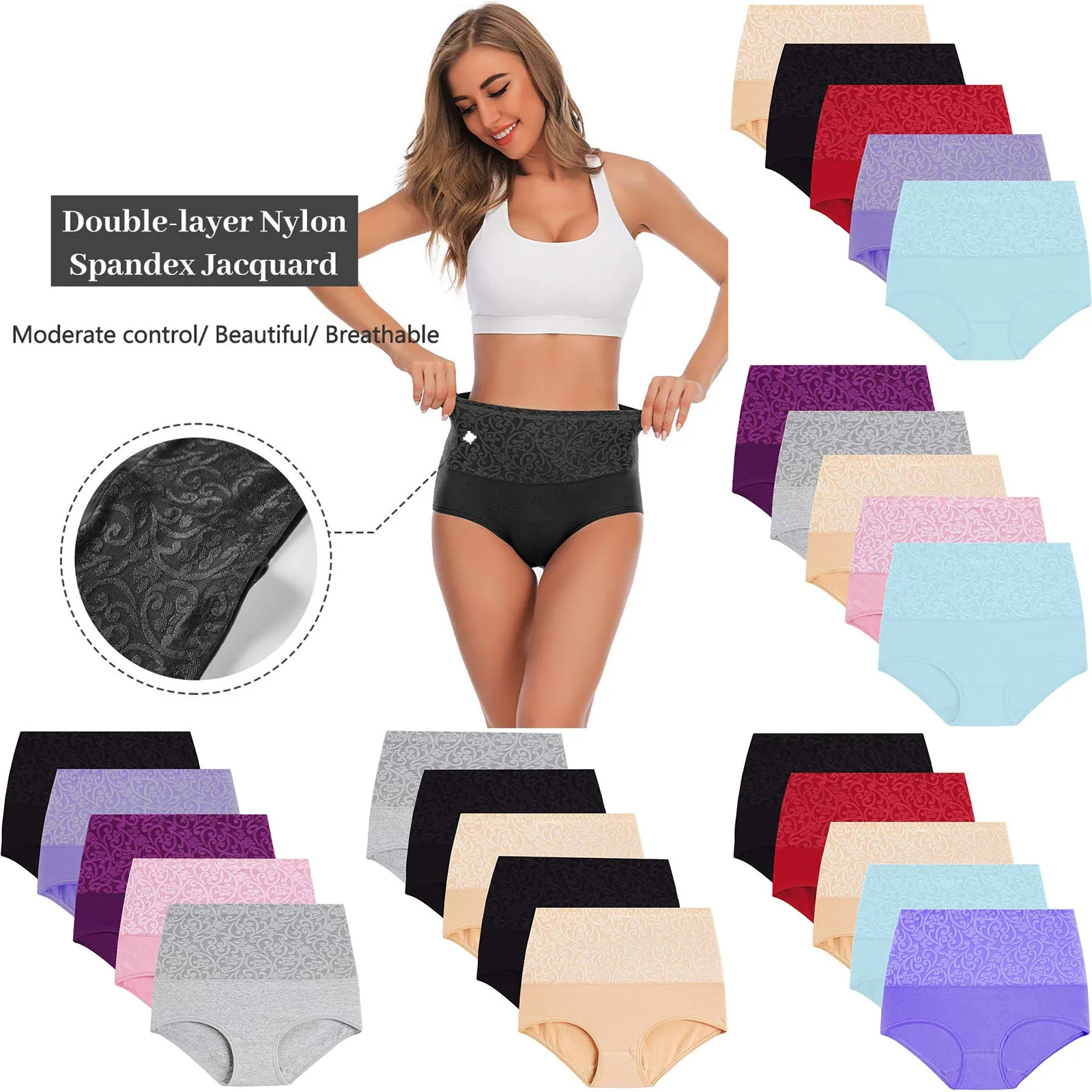 

Plus Size Underwear Women High Waist Women's Panties Cotton Brief Girl Breathable Panty Abdominal Underpants Ladies