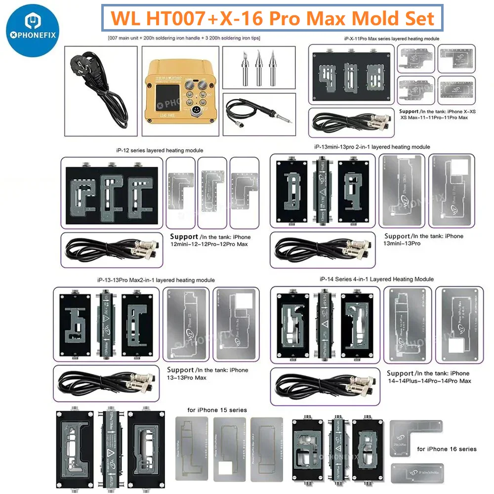 Wl-iPhone 16,15,14,13,12,11 pro max,ht007用のはんだ付けステーション,ブリキのマザーボード,多層加熱テーブル