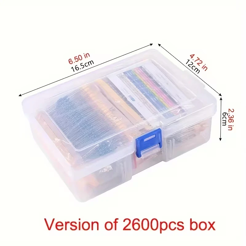 2600pcs 130 Values Resistor Kit 1/4W, 1 Ohm-3m Ohm RoHS Compliant Melk Temn Resistor Assortment Kit Metal Film Fixed 1% Resistor