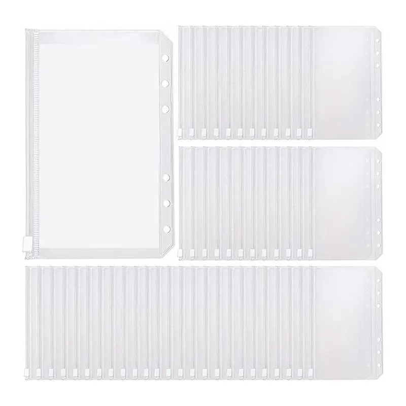 leading-100-pcs-transparent-a6-binder-pockets-6-holes-zipper-folders-cash-envelopes-for-budgeting-binder
