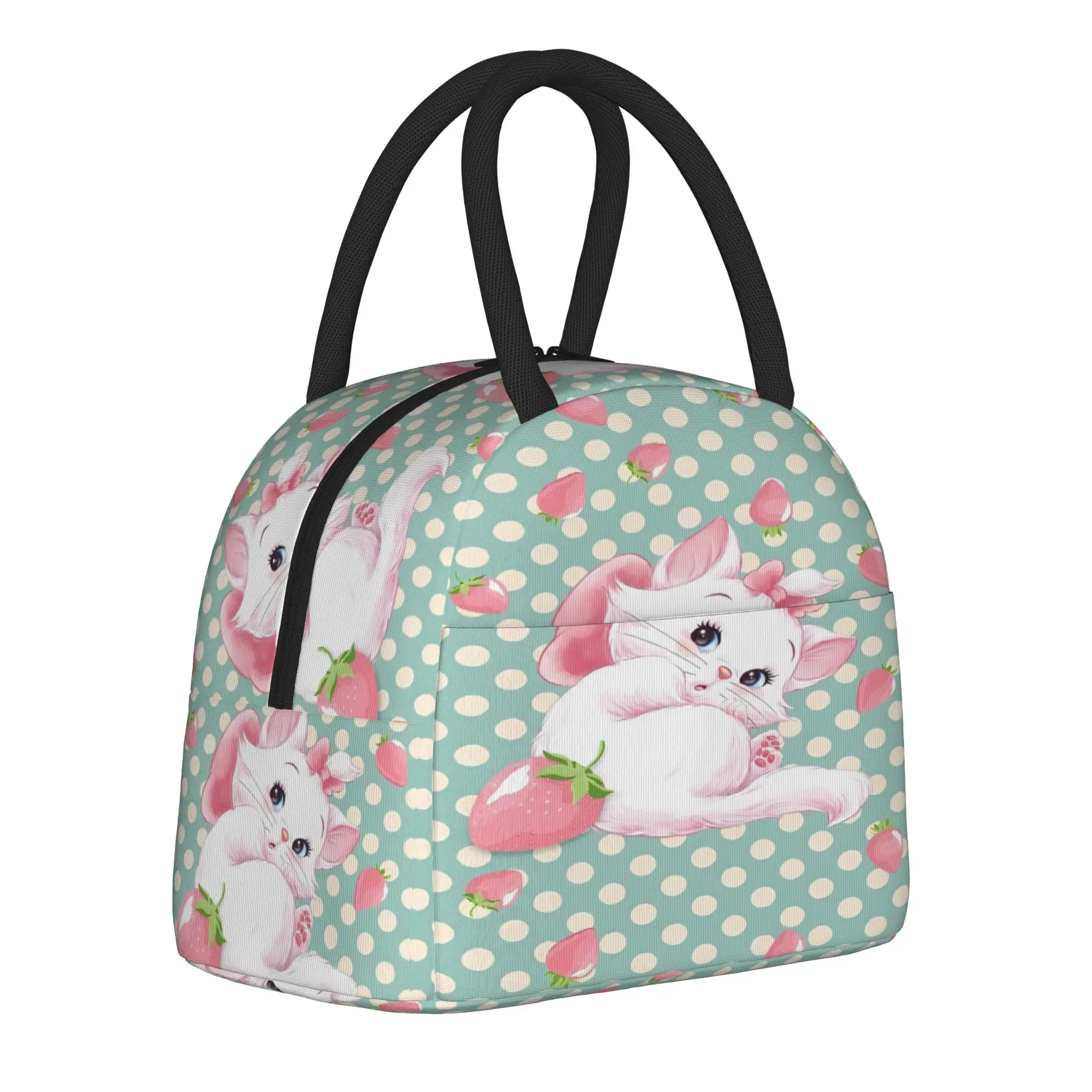 

Cartoon Marie Lunch Bag Portable Insulated Lunch Box Men Travel Print Cooler Bag Funny Oxford Thermal Lunch Bags