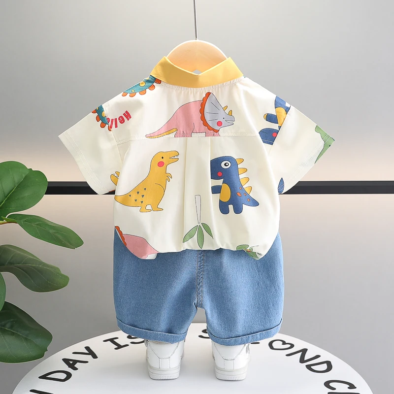 Children Boys Casual dinosaur Shirt Shorts 2Pcs/Sets New Summer Baby Clothes Suit Toddler Costume Infant Outfits Kids Tracksuits