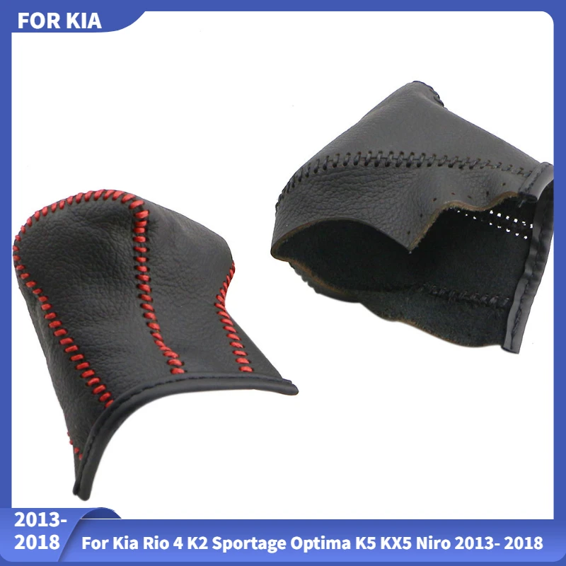 Leather Car Gear Head Shift Collars Cover for Kia Rio 4 K2 Sportage Optima K5 KX5 Niro 2013- 2018 Gear Shift Knob Case