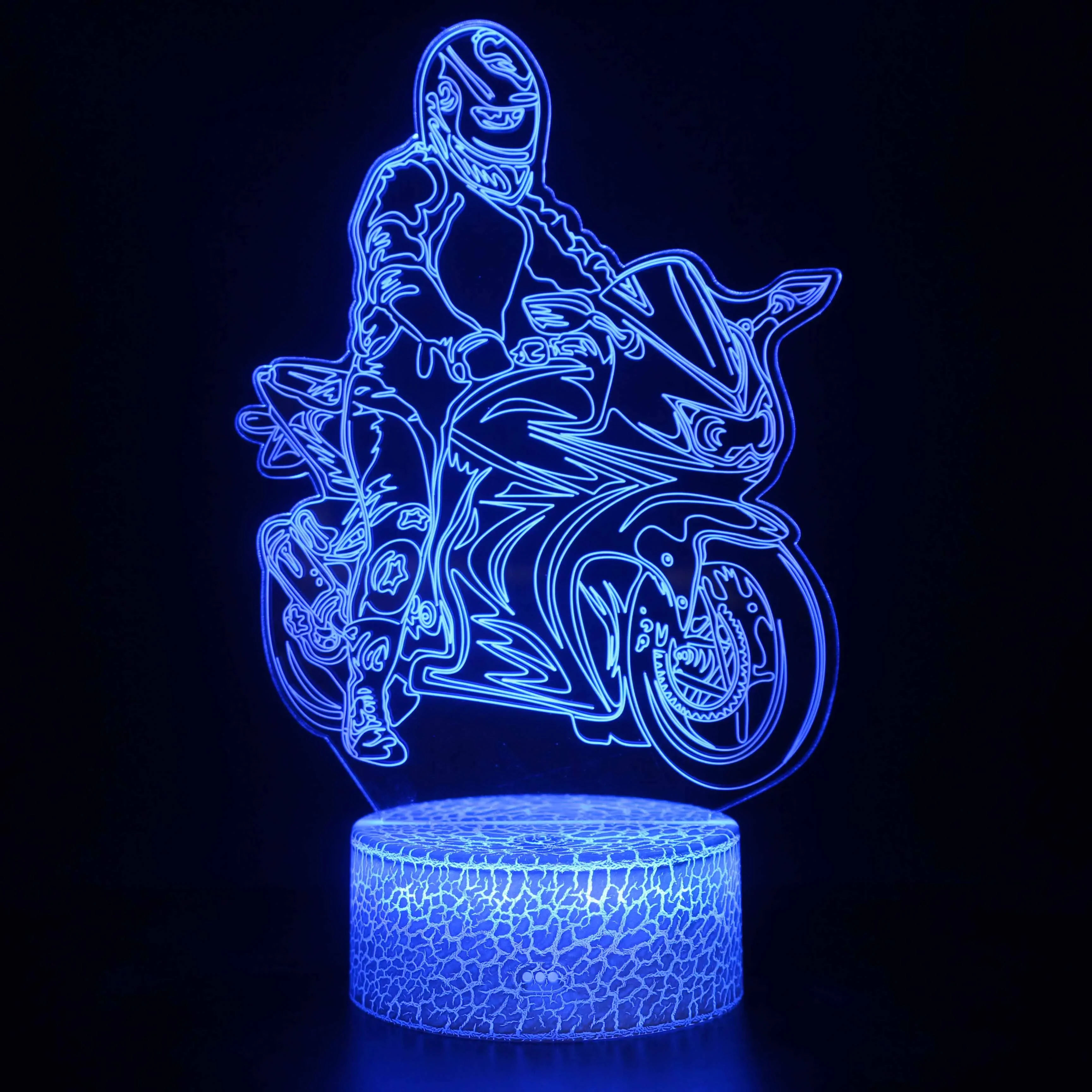 Nighdn 3D Illusion Lamp Motorcycle Series LED Night Light Bedroom Bedside Lamp Room Decor 7-kolorowy prezent dla dzieci i chłopców