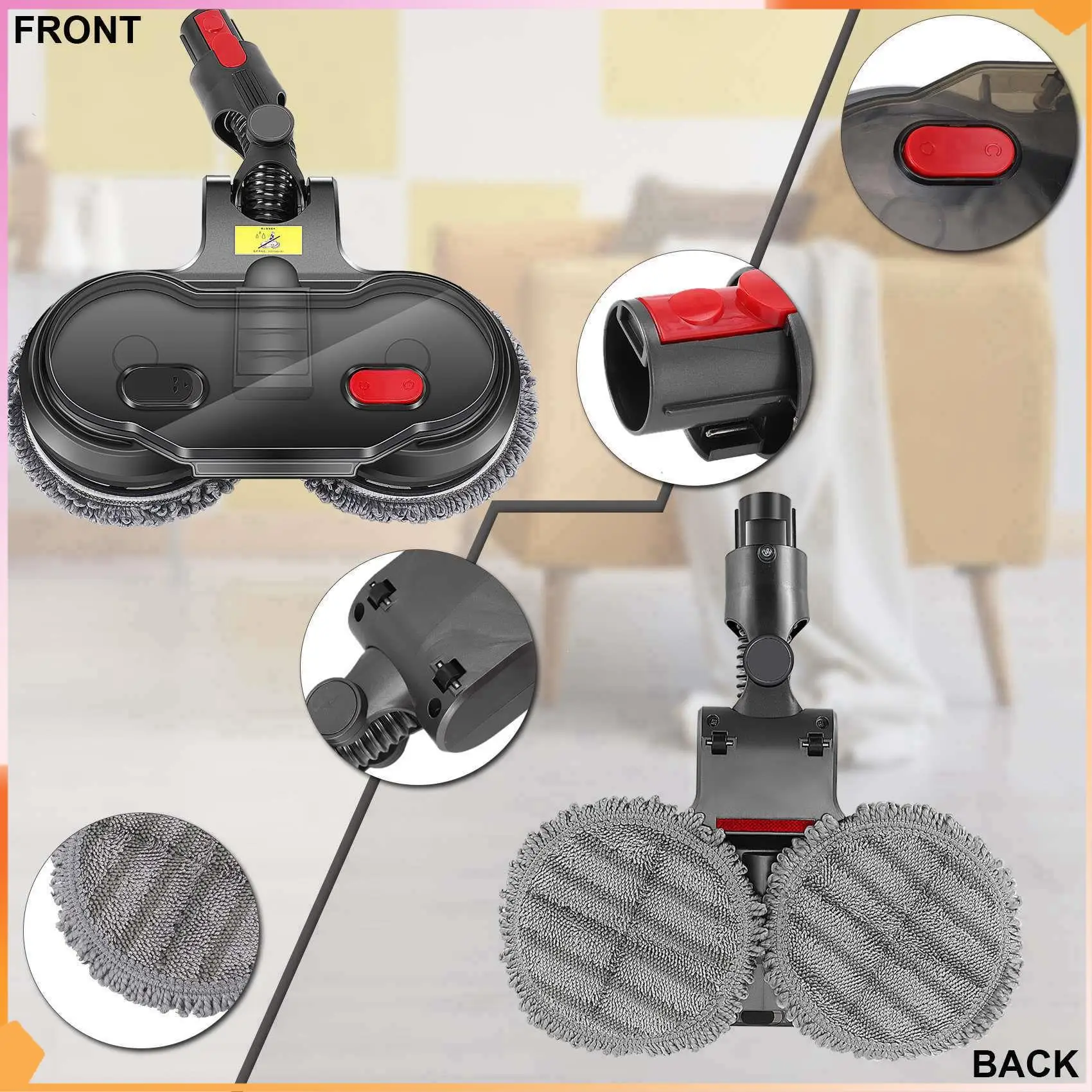 

Electric Cleaning Mop Head For Dyson V7 V8 V10 V11 Cordless Vacuum Cleaner Wet & Dry Mop Cleaning Head With Water Tank