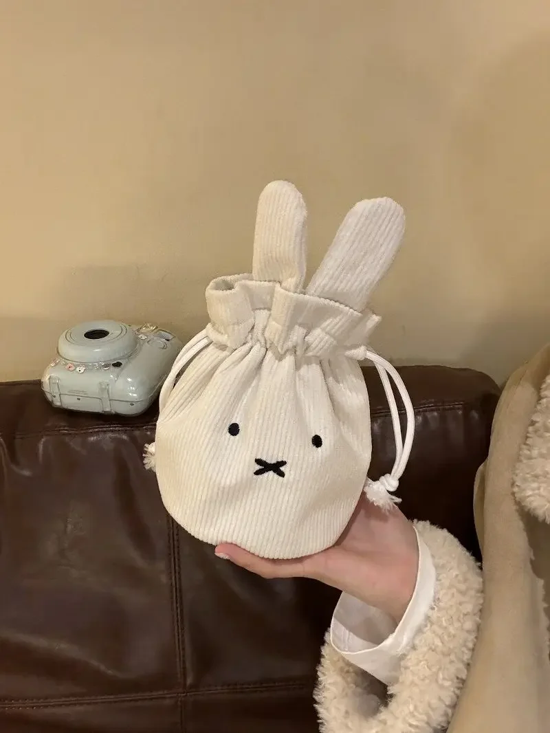 @2026 Miffy Kawaii Corduroy Bundle Pocket Niedliche tragbare Aufbewahrungstasche mit großem Fassungsvermögen, Make-up-Tasche, Kordelzug-Handtasche, süßes Geschenkspielzeug – Detail 7