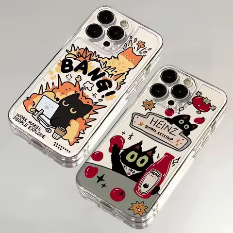 Creative Label Black Cat Case For OPPO Reno 14 13 12 11 10 Pro Plus 14F 13F 11F 12F A78 A79 A98 A38 A58 A60 A6 A3 A5 Pro A6X A5X