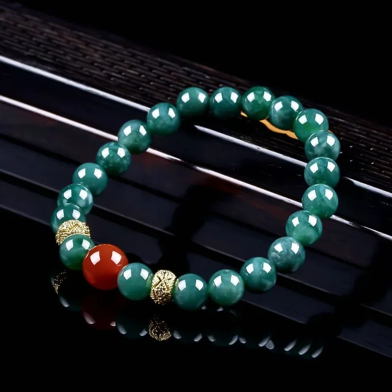Natural Real Emerald Blue Water Calabash Beads Bracelet Myanmar Jadeite Necklace Jewelry Charm Designer Luxury Certificate 3