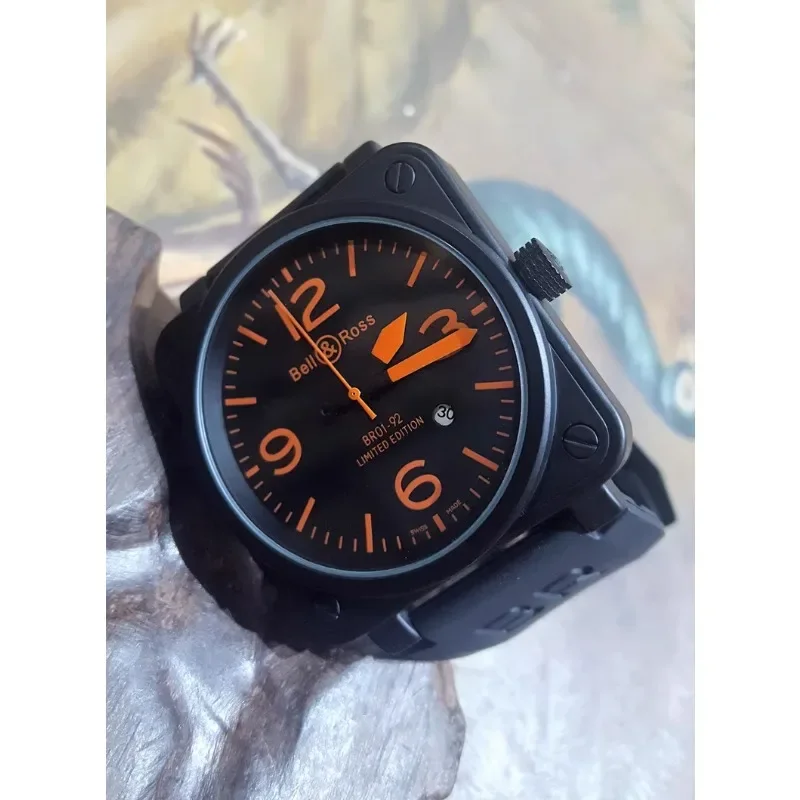 BR01-92 watches, automatic mechanical watches, rubber bands, men's watches