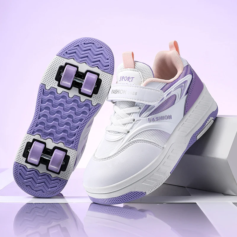 

Осень и зима. Новые каблуки для детей: невидимые выдвижные роликовые туфли на 4 колесах для мальчиков и девочек.