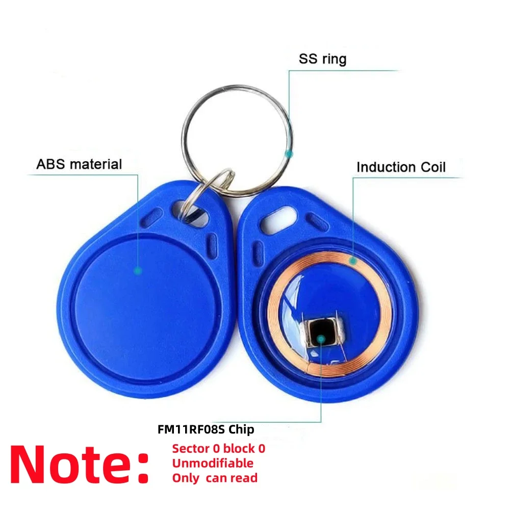 13.56MHz RFID Keyfob NFC Keytag for Access Control, ISO14443A Proximity Tag, Waterproof ABS Smart Keychain, FM11RF08S Chip