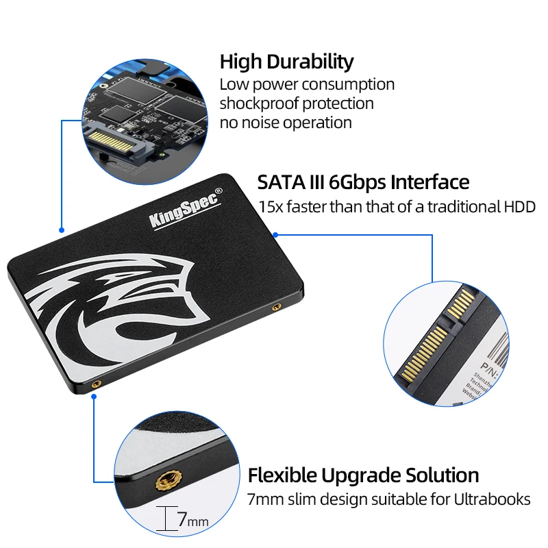 SSD Kingspec 2,5 SATA3 HDD 120 GB SSD 240 GB 128 GB 1 TB 500 GB Interne Solid-State-Festplatte für Laptop-Festplatte Desktop-Computer