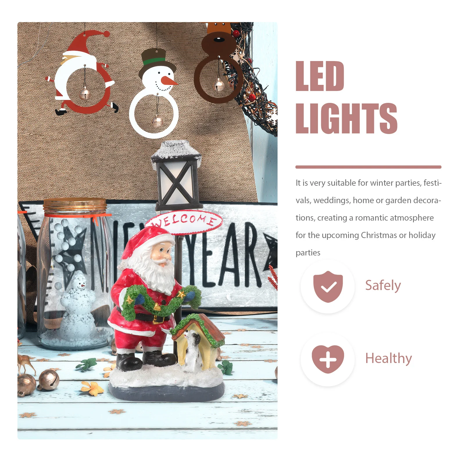 الراتنج عيد الميلاد ليلة مصباح ديكور صغير لطيف سطح المكتب زخرفة لمكتب المنزل عطلة حفلة عيد الميلاد ضوء الزينة