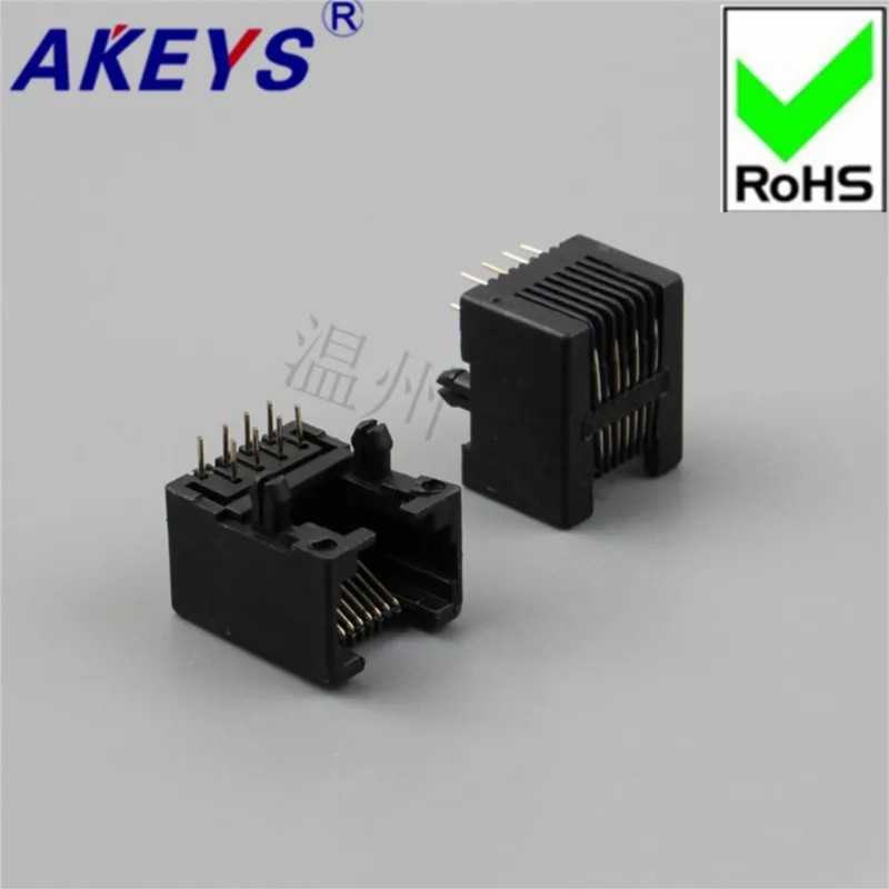 10 PCS 95001-8P8C-90 Degree-Black RJ45 Network Socket 180 Degree Network Socket Crystal Head Base