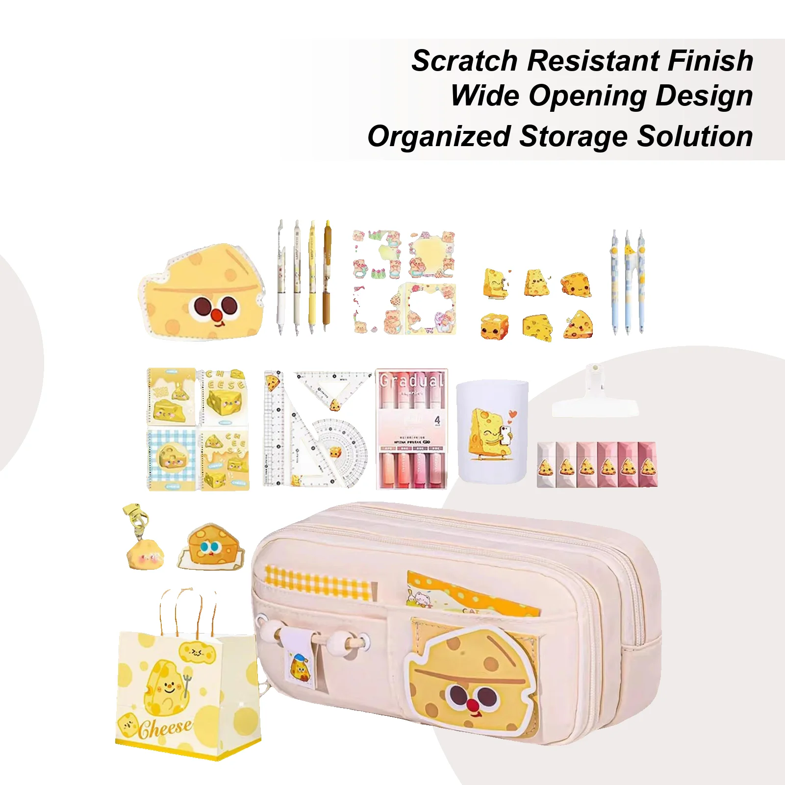 

Пенал-косметичка для канцелярских принадлежностей в форме сыра, вместительный, для хранения канцелярии, для детей, мальчиков и девочек, для школы