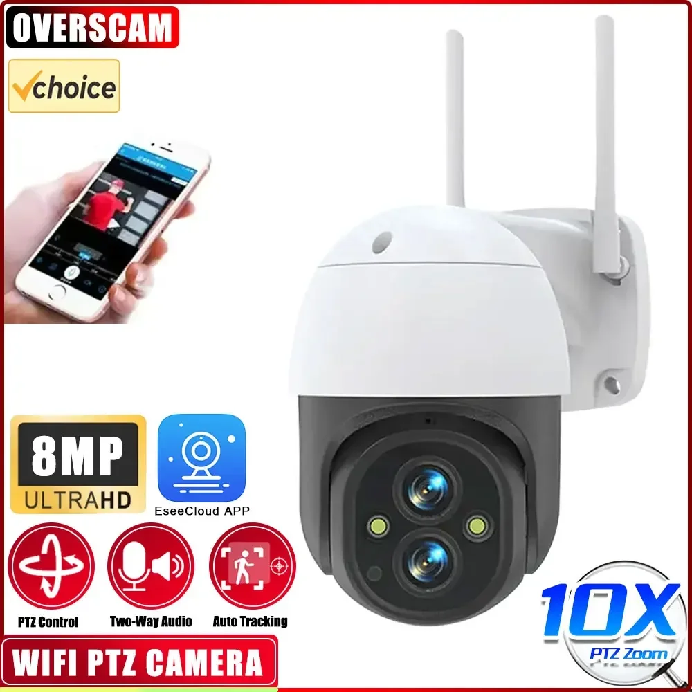 

8MP WiFi Camera 10x PTZ Zoom Outdoor Night Vision CCTV Dual Lens WIFI Camera AI Automatically Security Protection Monitoring