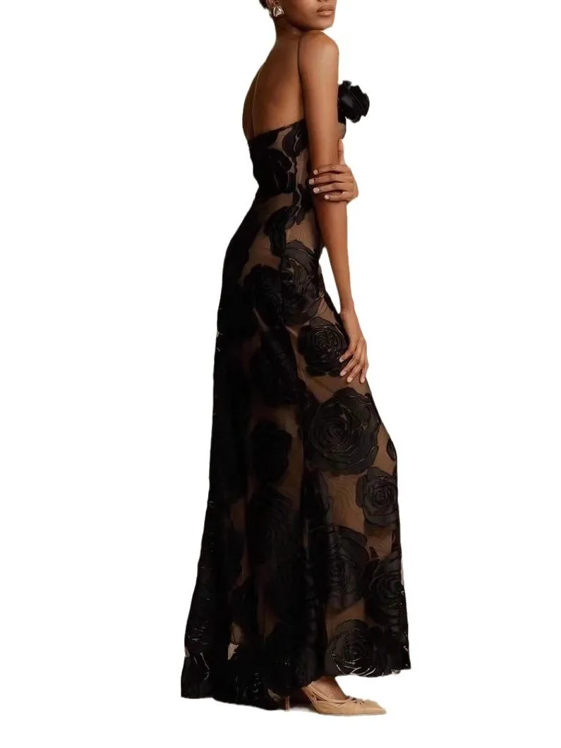 Jupe longue tricotée Sexy à épaules inclinées, bretelles florales, taille haute, pour l'été, tissu Polyester de rue