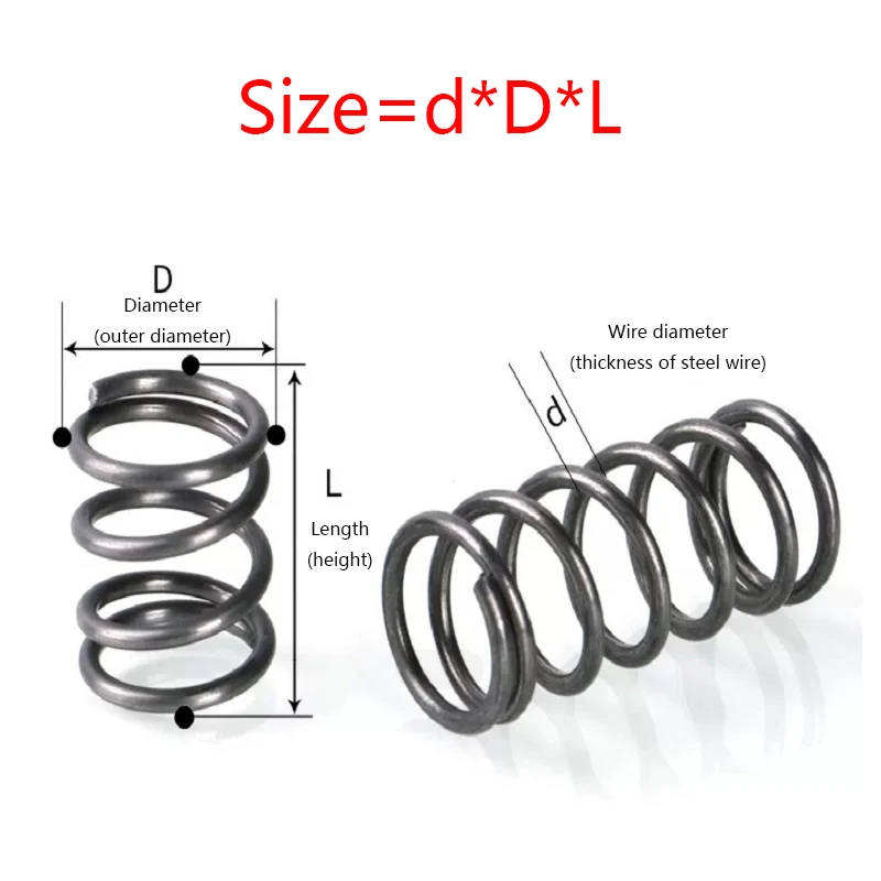 10pcs  Cylidrical Coil Compression Spring Rotor Return Compressed Spring Release Pressure Spring Steel  Wire Diameter 0.3mm