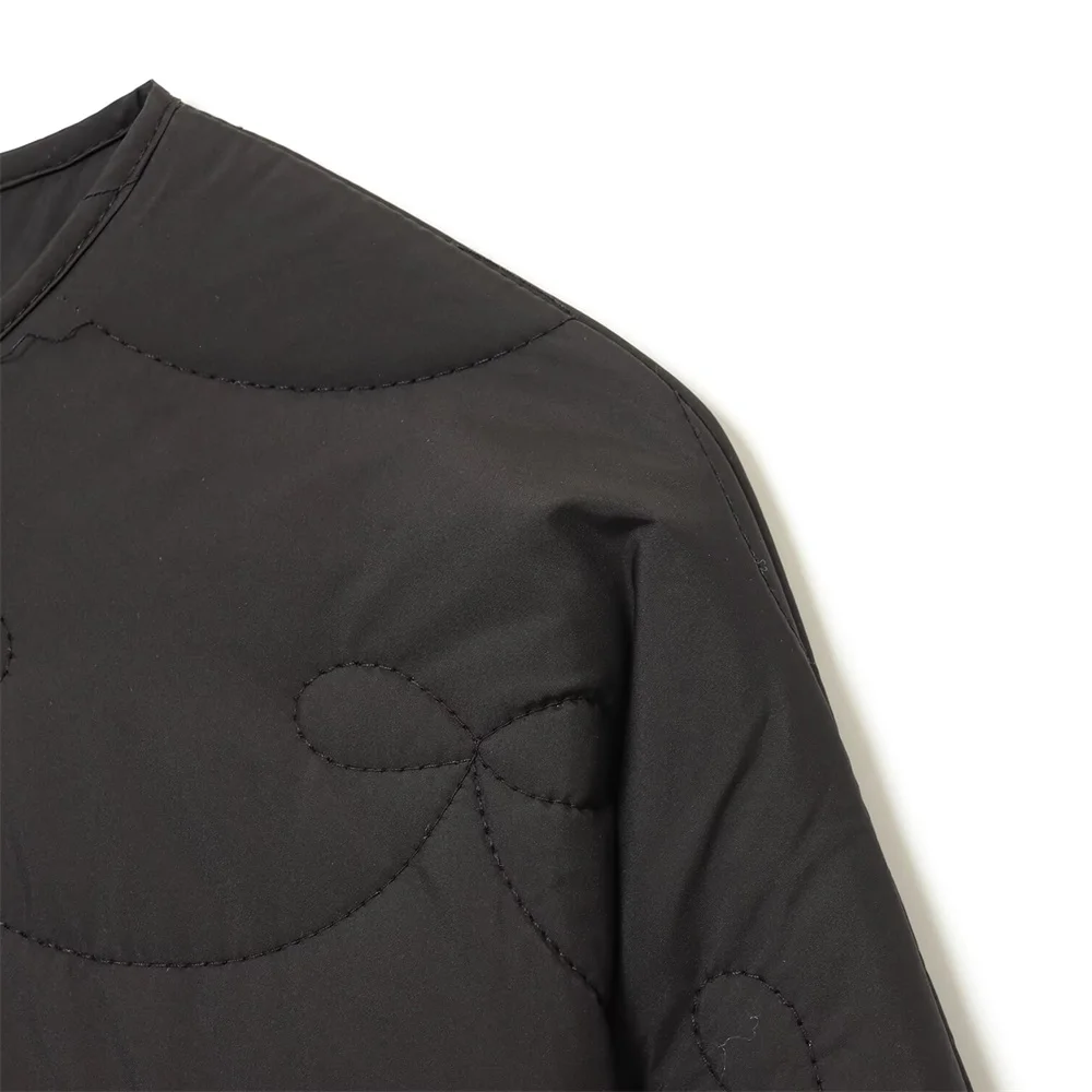 New autumn and winter women's fashion loose casual round neck long sleeved butterfly knot quilted jacket